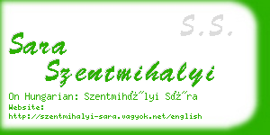 sara szentmihalyi business card